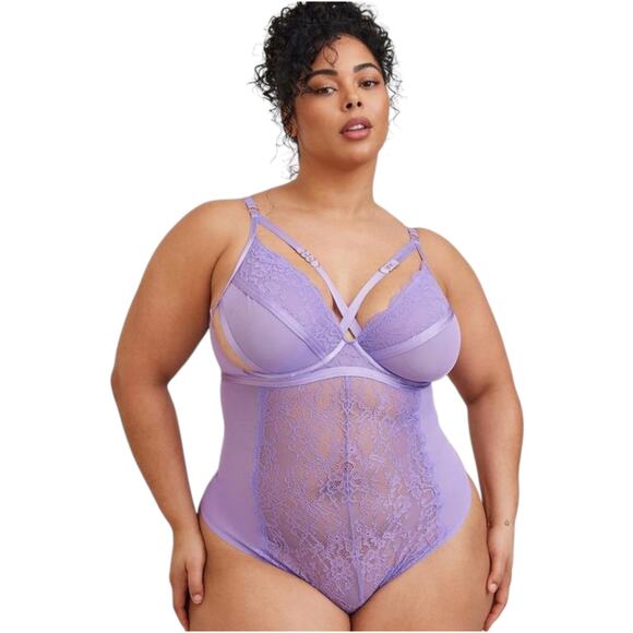 Torrid Bodysuit Womens 2X Lacy Straps Romantic Feminine Valentine's Day - Picture 1 of 4